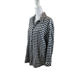 Ladies Hester & Orchard Anthro Black and White Plaid Button Down‎ Top Size XL